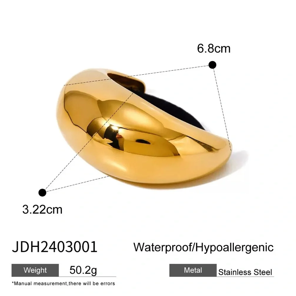 18K Gold Plated Sculptural Chunky Modern Ponytail Cuff Hair Tie